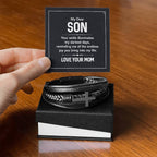 Mom to Son – College Graduation, Birthday – Men’s Cross Bracelet Gift for Son