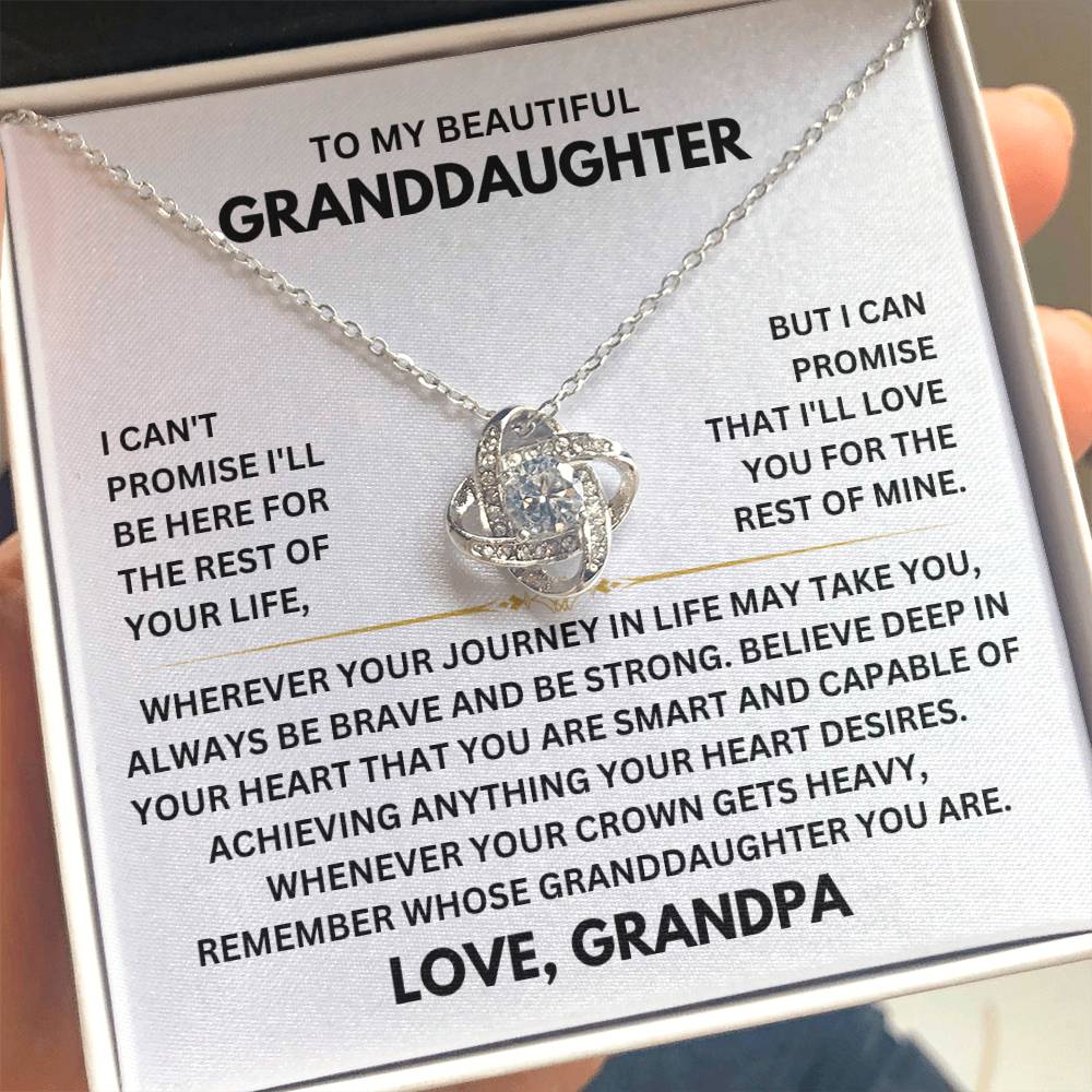 To My Granddaughter Necklace – Granddaughter Christmas Birthday Gift Necklace from Grandpa – Love Knot Necklace