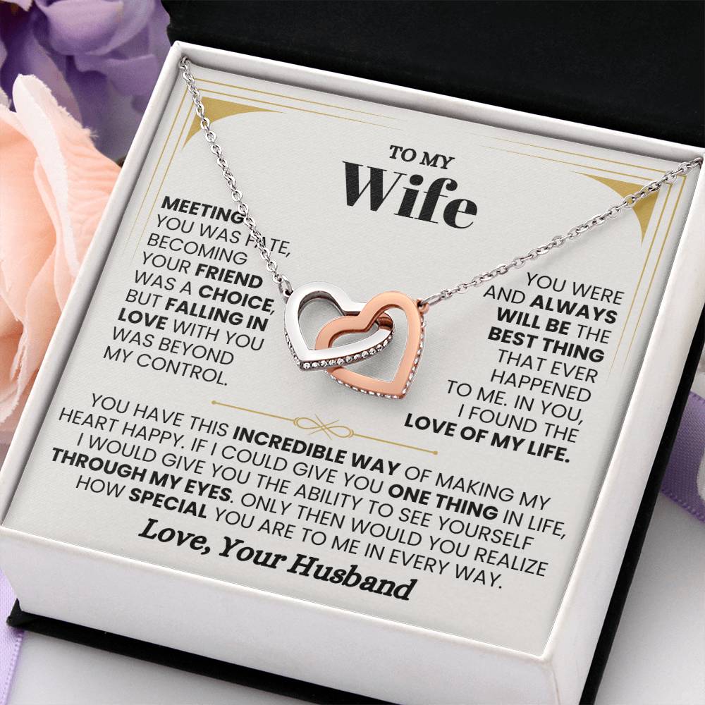Anniversary & Valentine’s Day Gift for Wife - Emotional Jewelry from Husband - Interlocking Hearts Necklace