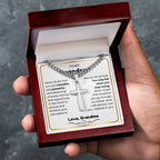 To My Grandson - I believe in you - Grandson Gift from Grandma - Artisan Cross with Cuban Link Chain