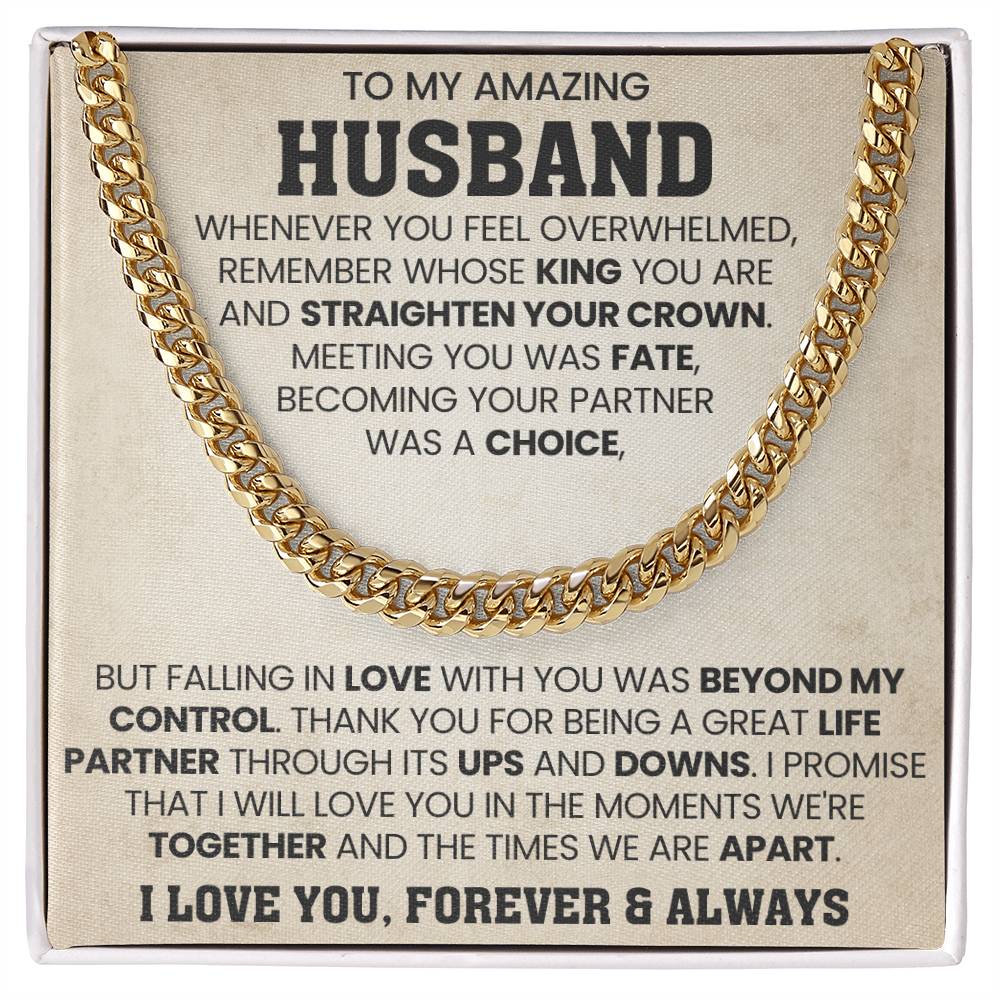 Cuban Link Chain for Him - Husband Birthday & Anniversary Gift from Wife
