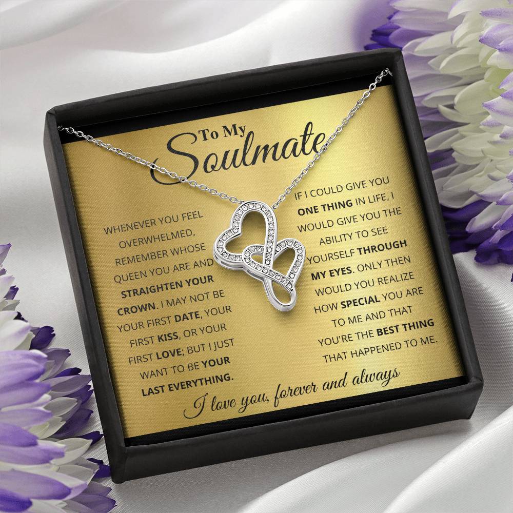 To My Soulmate Necklace - Long Distance Relationship Soulmate Gift for Romantic Occasions - Heart-to-heart Pendant Necklace