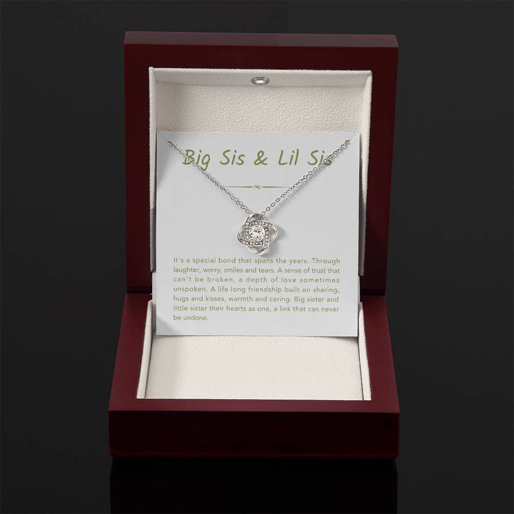 Big Sis & Lil Sis Necklace - It's a special bond that spans the years - Gift for Sisters - Love Knot Necklace