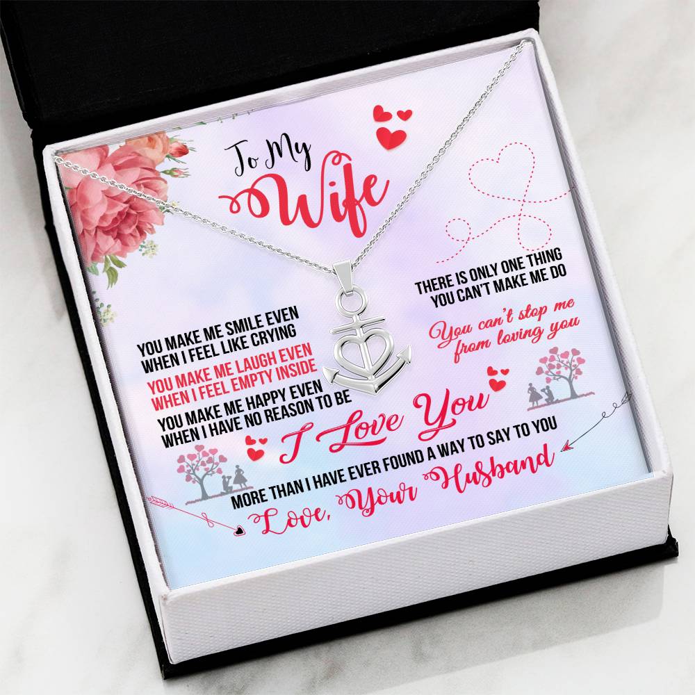 To My Wife Necklace - Romantic Jewelry Gift from Husband for Anniversary, Birthday & Valentine’s Day Surprise Moments - Anchor Pendant Necklace