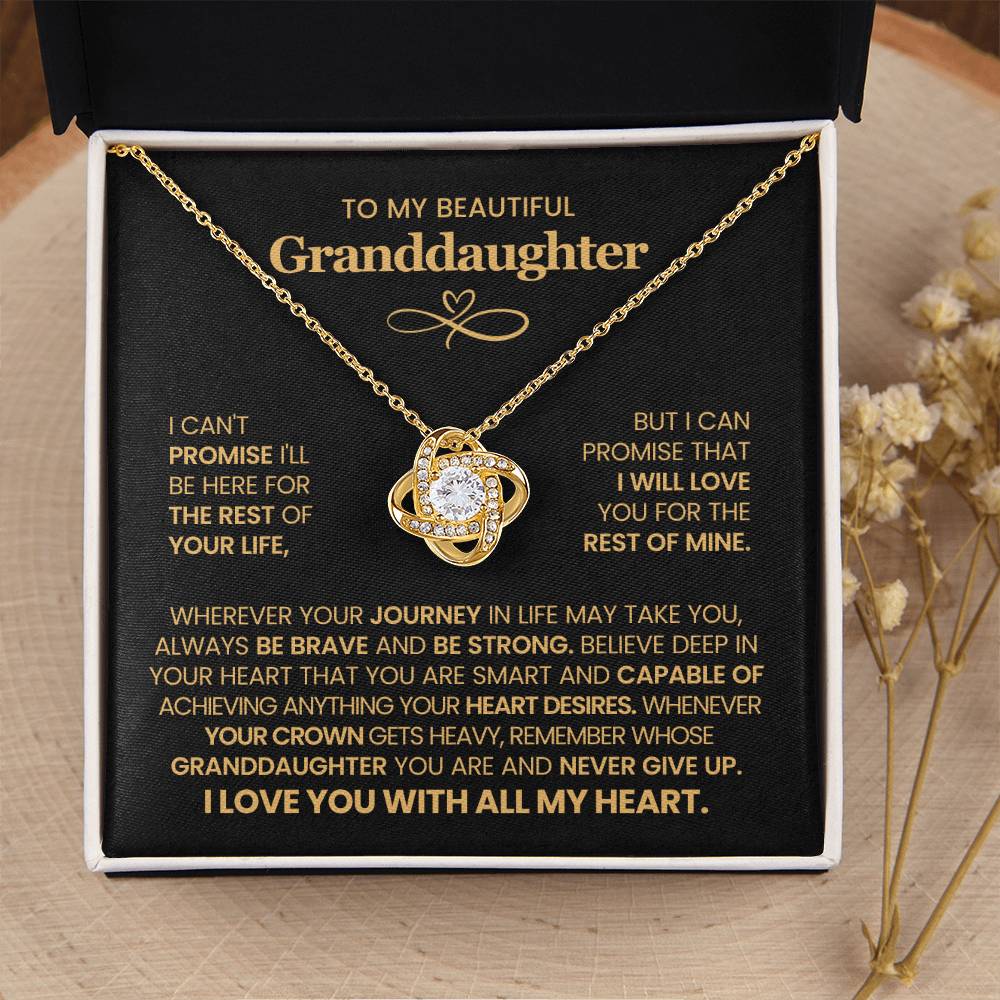 To My Granddaughter Necklace – Granddaughter Graduation & Birthday Present – Love Knot Necklace