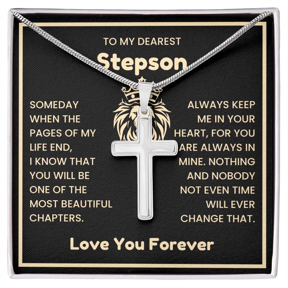To My Dearest Son Necklace - Gift for Son - Always keep me in your heart - Artisan Cross Necklace