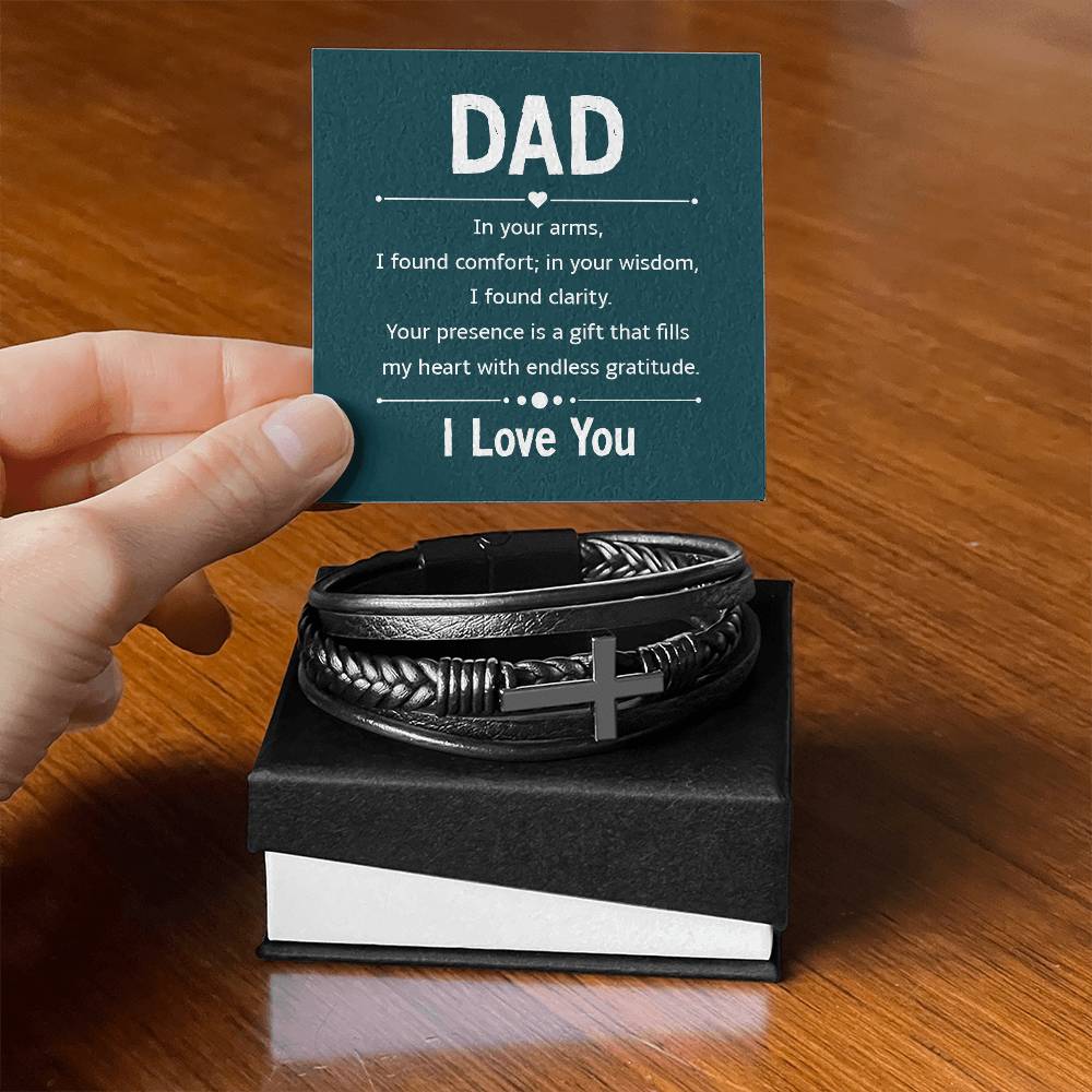 Bracelet for Dad - In your arms - Men's Cross Bracelet