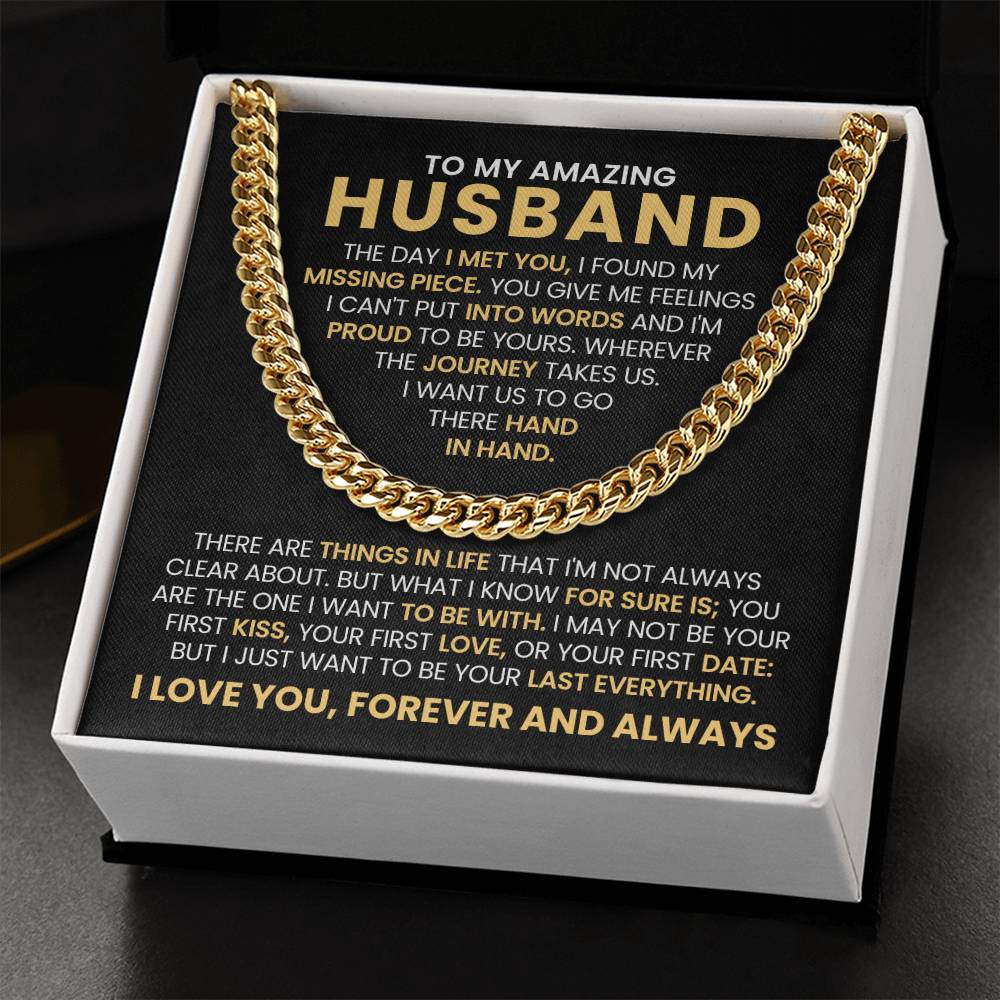 To My Husband Cuban Link Chain – Anniversary & Valentine’s Day Gift from Wife