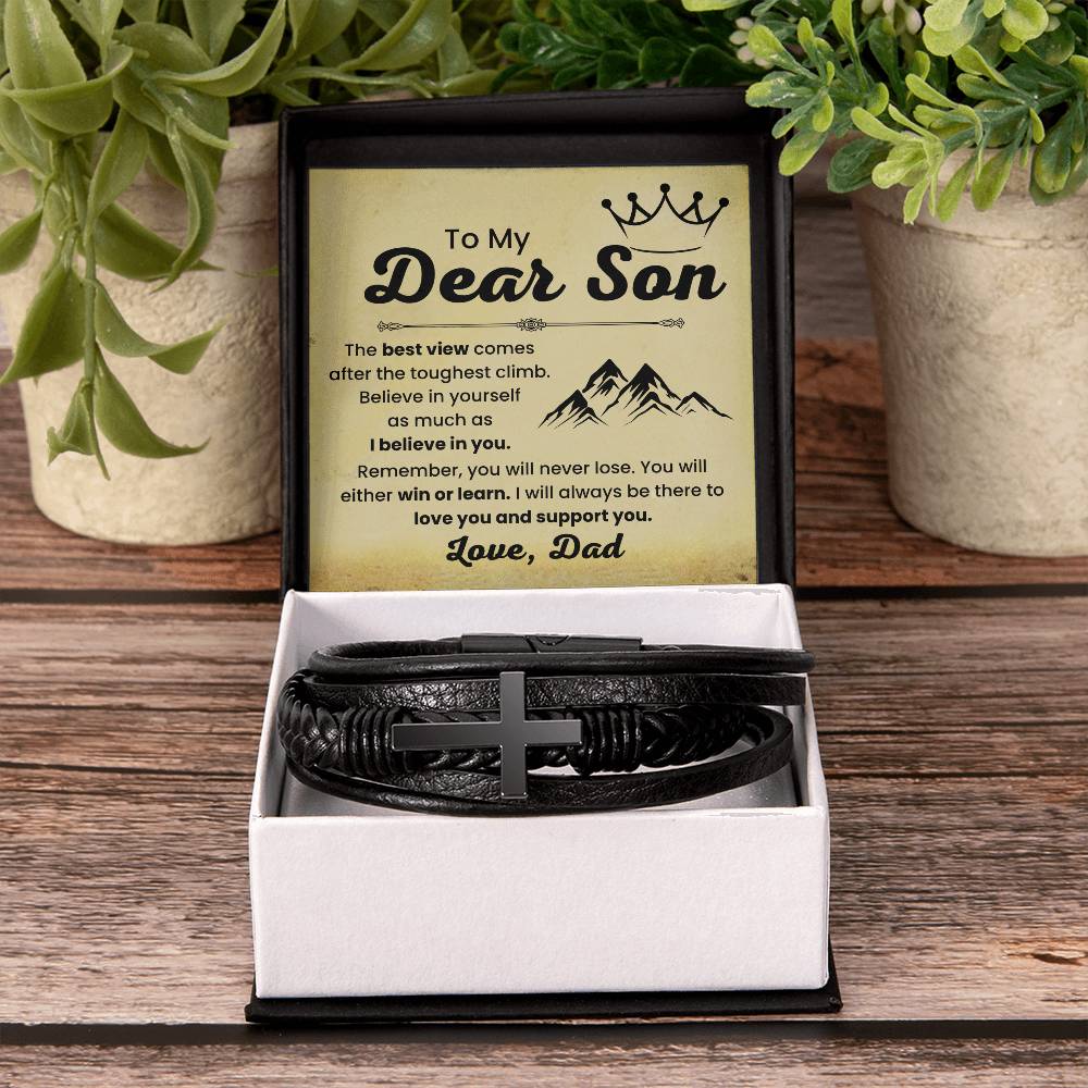 Dad to Son Gift – Graduation, Birthday, Christmas – Men’s Cross Bracelet