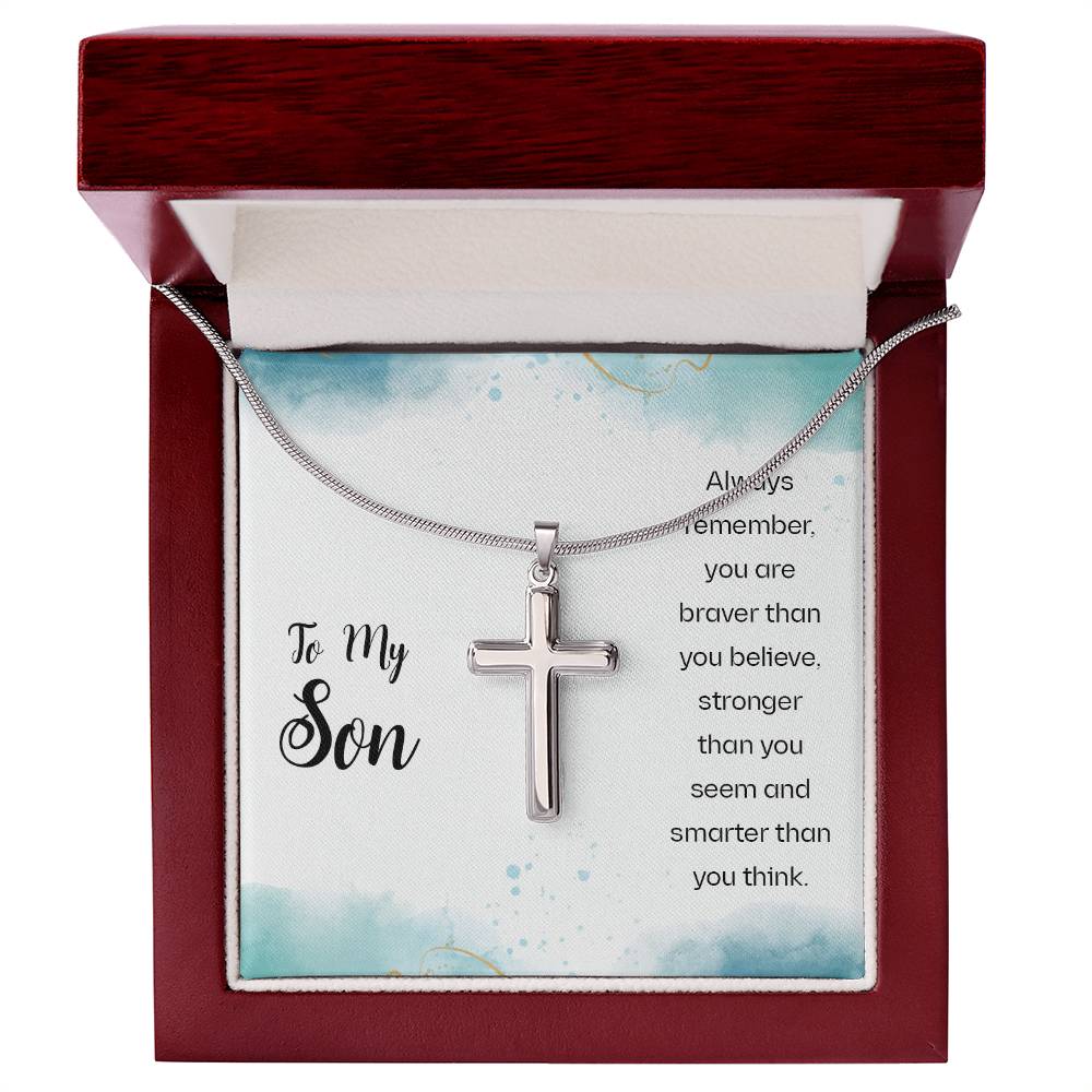 To My Son Necklace - Always Remember - Artisan Cross Necklace