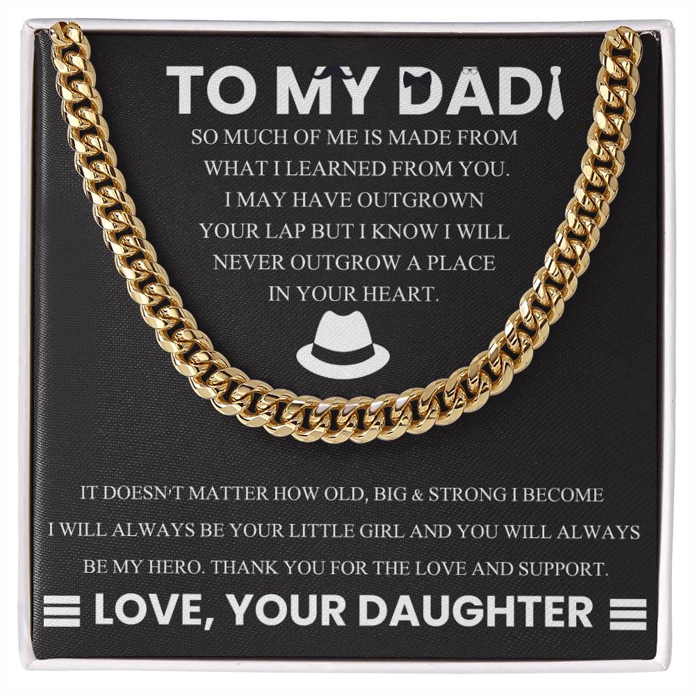 Gift for Dad from Daughter - Place in your heart - Cuban Link Chain