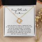 To My Little Sister Necklace - I Wish You Can See Yourself Through My Eyes - Gift for Little Sister - Love Knot Necklace