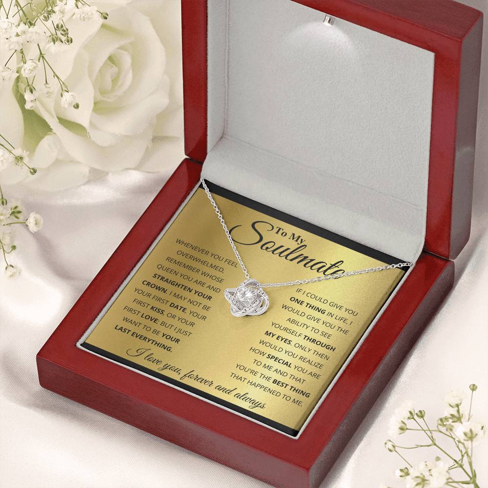 To My Soulmate Necklace - Long Distance Relationship Soulmate Gift for Romantic Occasions - Love Knot Necklace