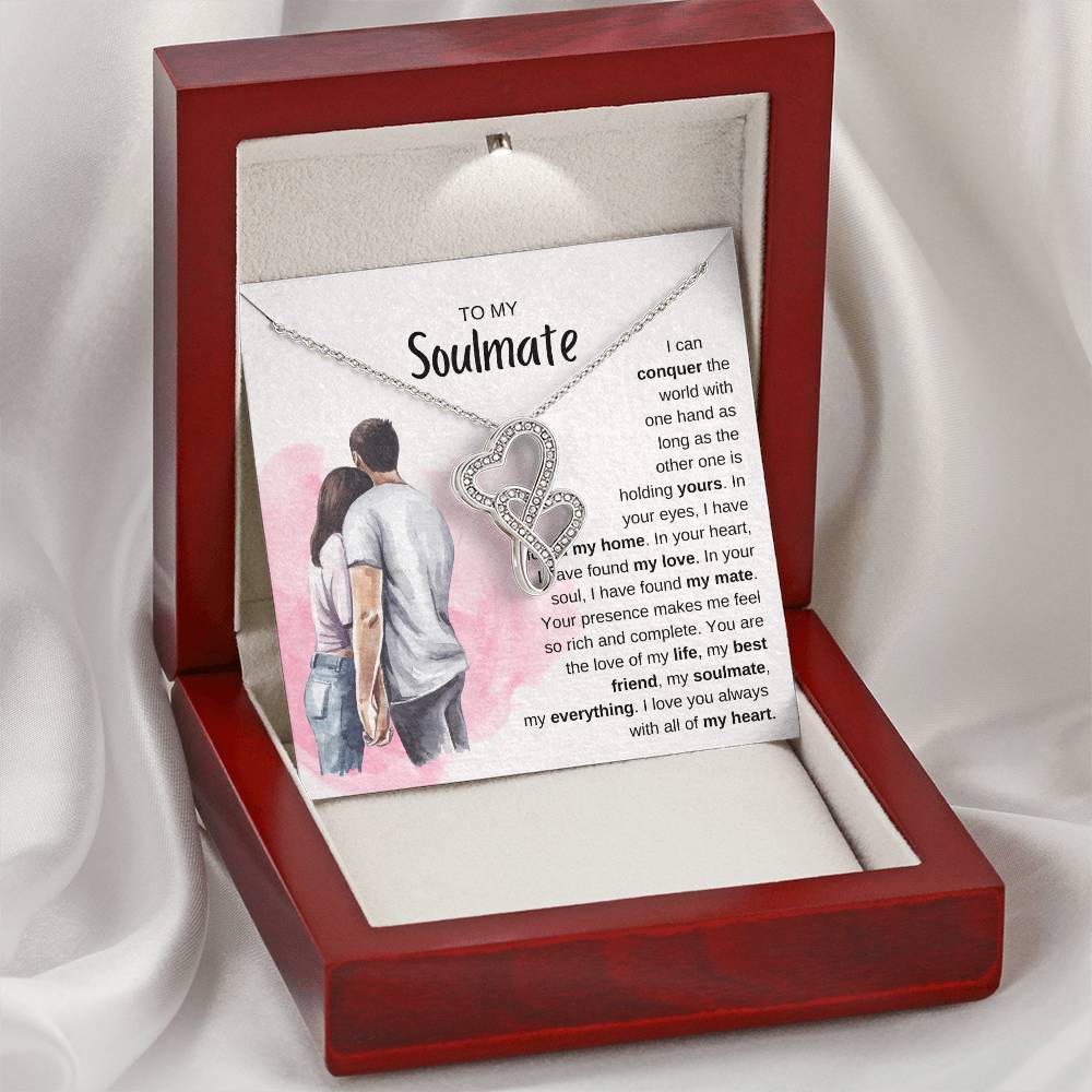 To My Soulmate Necklace - Long Distance Soulmate Gift for Valentine’s Day & Special Days - Heart-to-heart Pendant Necklace