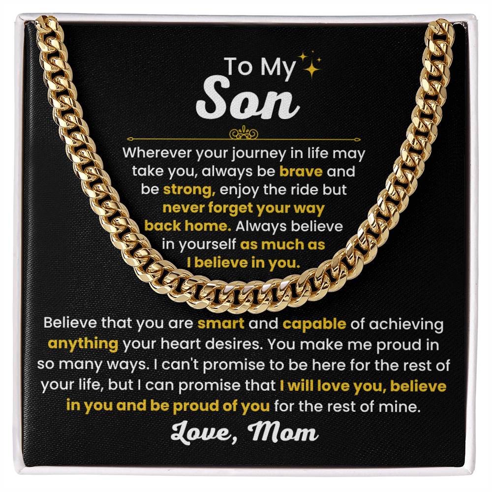 Cuban Link Chain Necklace, Gift for Son from Mom, Stylish Jewelry for Birthday, Graduation & Special Occasions