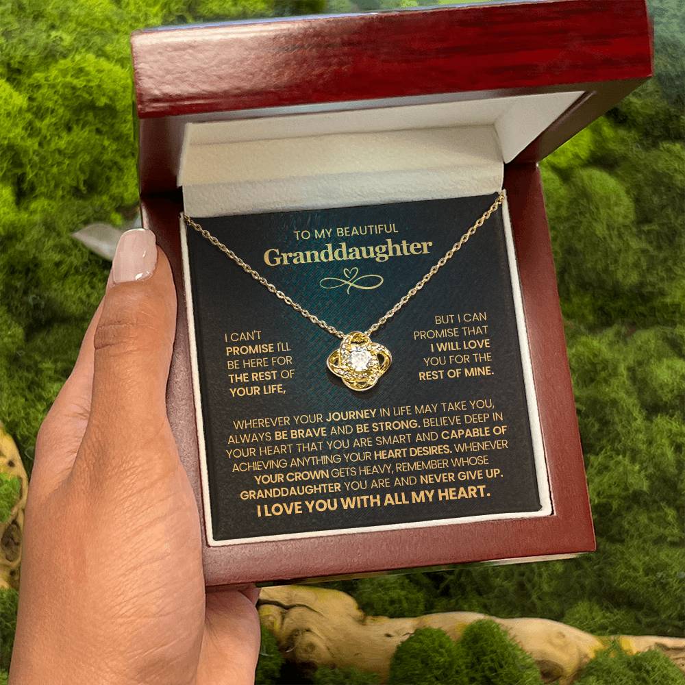 To My Granddaughter Necklace – Granddaughter Graduation & Birthday Present – Love Knot Necklace