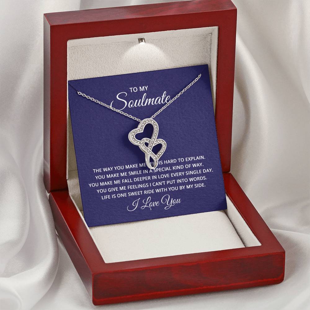 To My Soulmate Necklace - Romantic Necklace Gift for Her for Birthday & More - Heart-to-heart Pendant Necklace