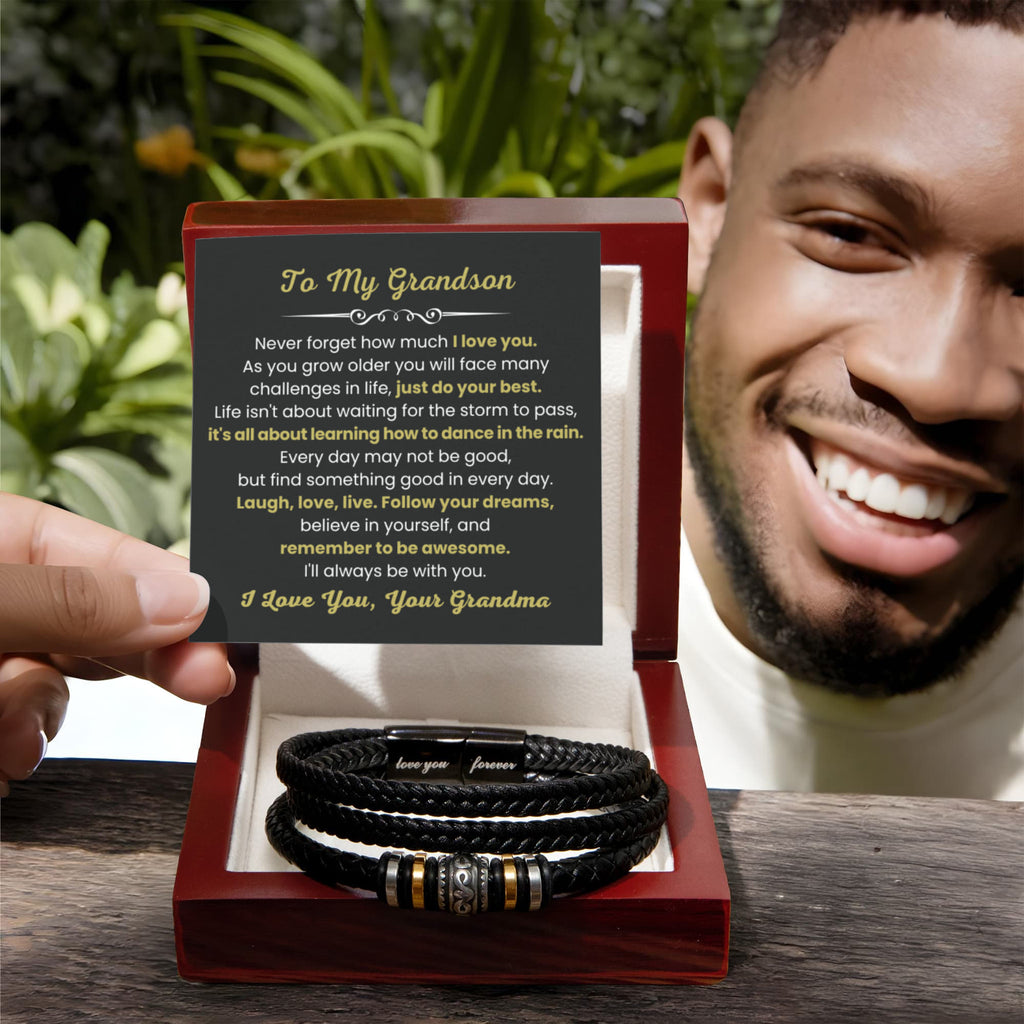 To My Grandson Bracelet – Birthday, Graduation, Christmas Gift from Grandma – Love You Forever Bracelet