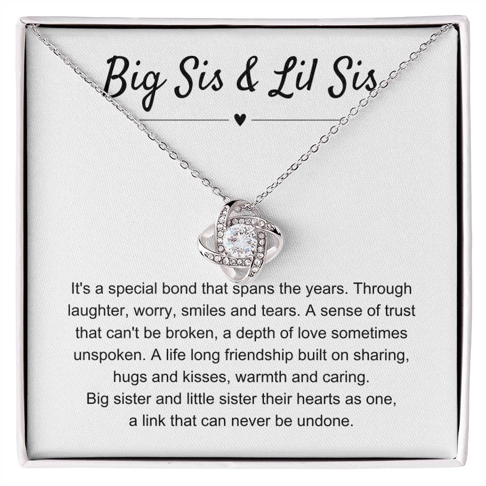 Big Sis & Lil Sis Gift - It's a special bond that spans the years - Gift for Sisters - Love Knot Necklace